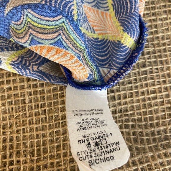 Renee C. Tank Top, Size S, Keyhole Button Neck, Slit Tail, Multicolored - Picture 3 of 6